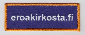 eroakirkosta.fi haalarimerkki